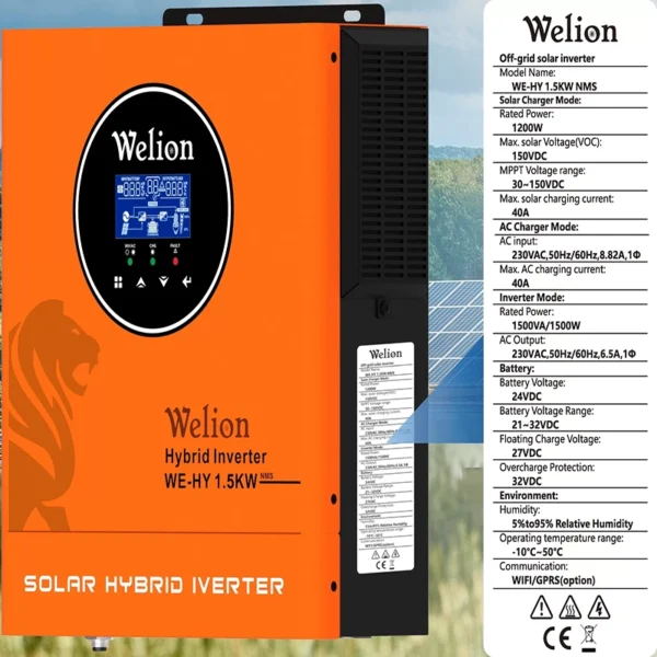 اینورتر 1.5KWهیبریدی(خورشیدی) تکفاز برند وی لاین ( Welion Hybrid solar inverter, WE-HY 1.5KW NMS)